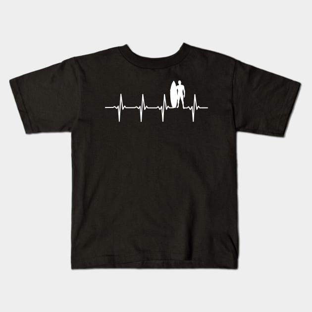 Surf Heartbeat Gift For Surfers & Wave Riders Kids T-Shirt by OceanRadar